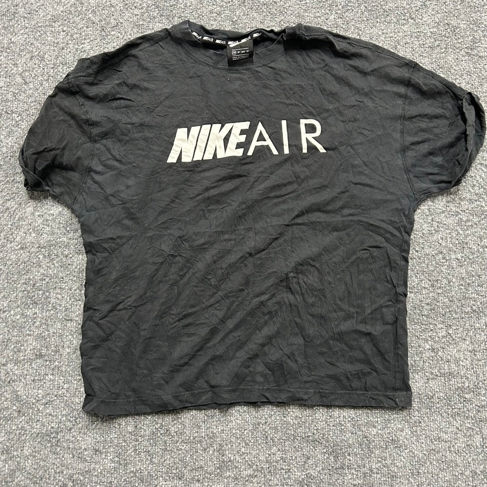 Nike T-Shirt Womens Size XS Black Air Graphic Cropped Oversized Short Sleeve Tee